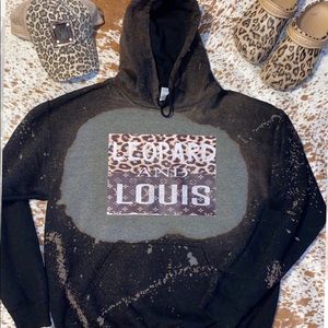 Leopard and Louis, HTV,  Bleached Hoodie, size Med
